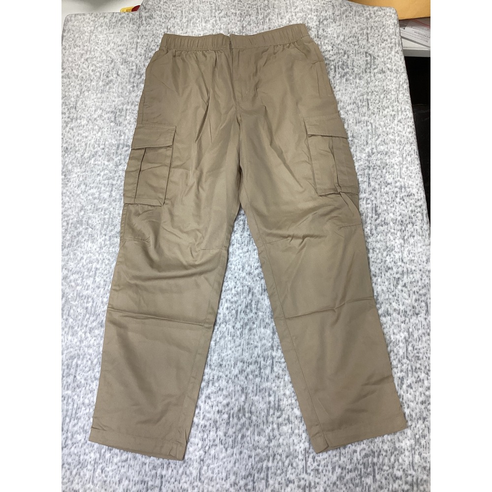 CSG EVRTT Mens Cargo Pants Tan Khaki Tapered Leg Elastic Waist Large NWT